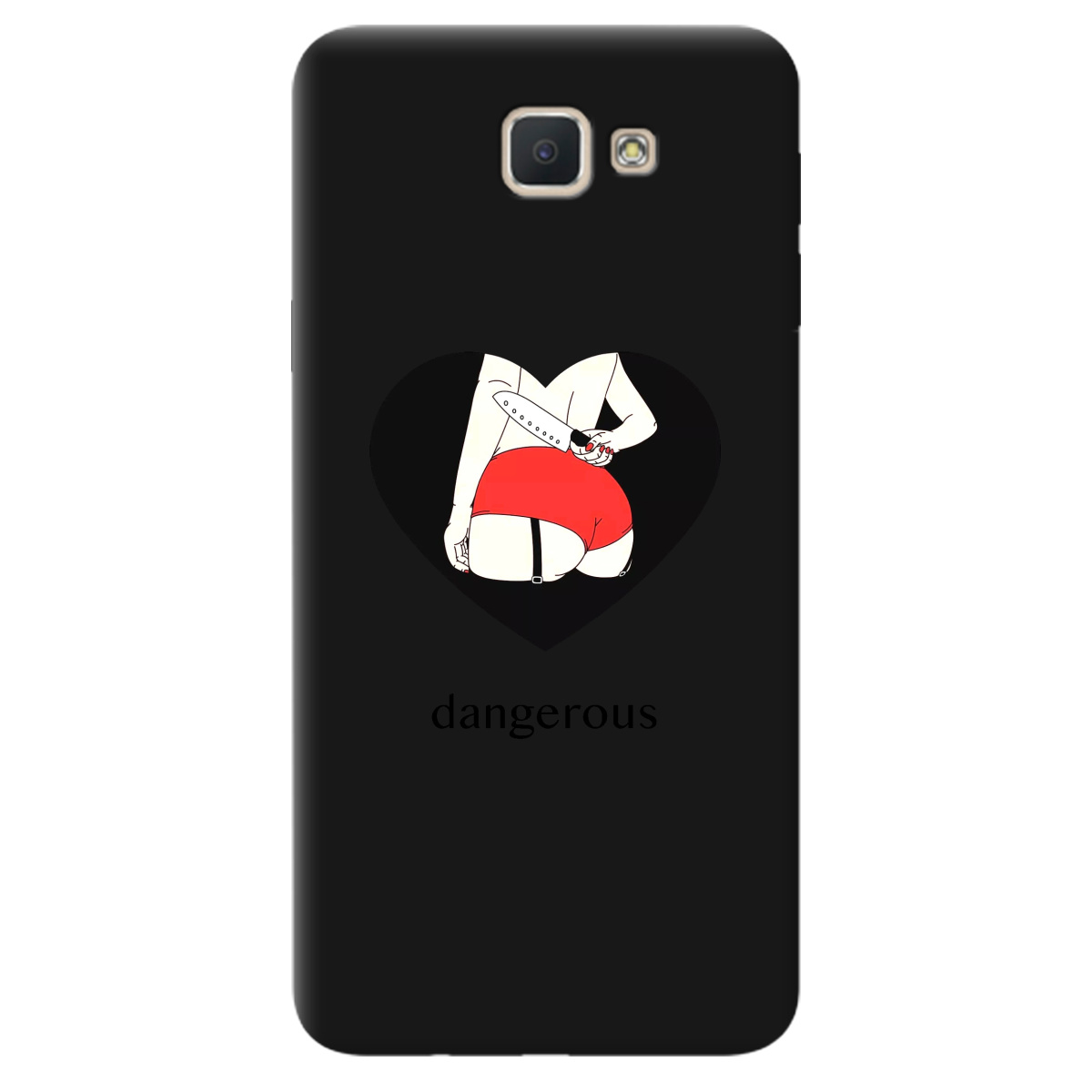 Чехол для Samsung Galaxy J5 Prime черный матовый soft touch Dangerous - фото 1