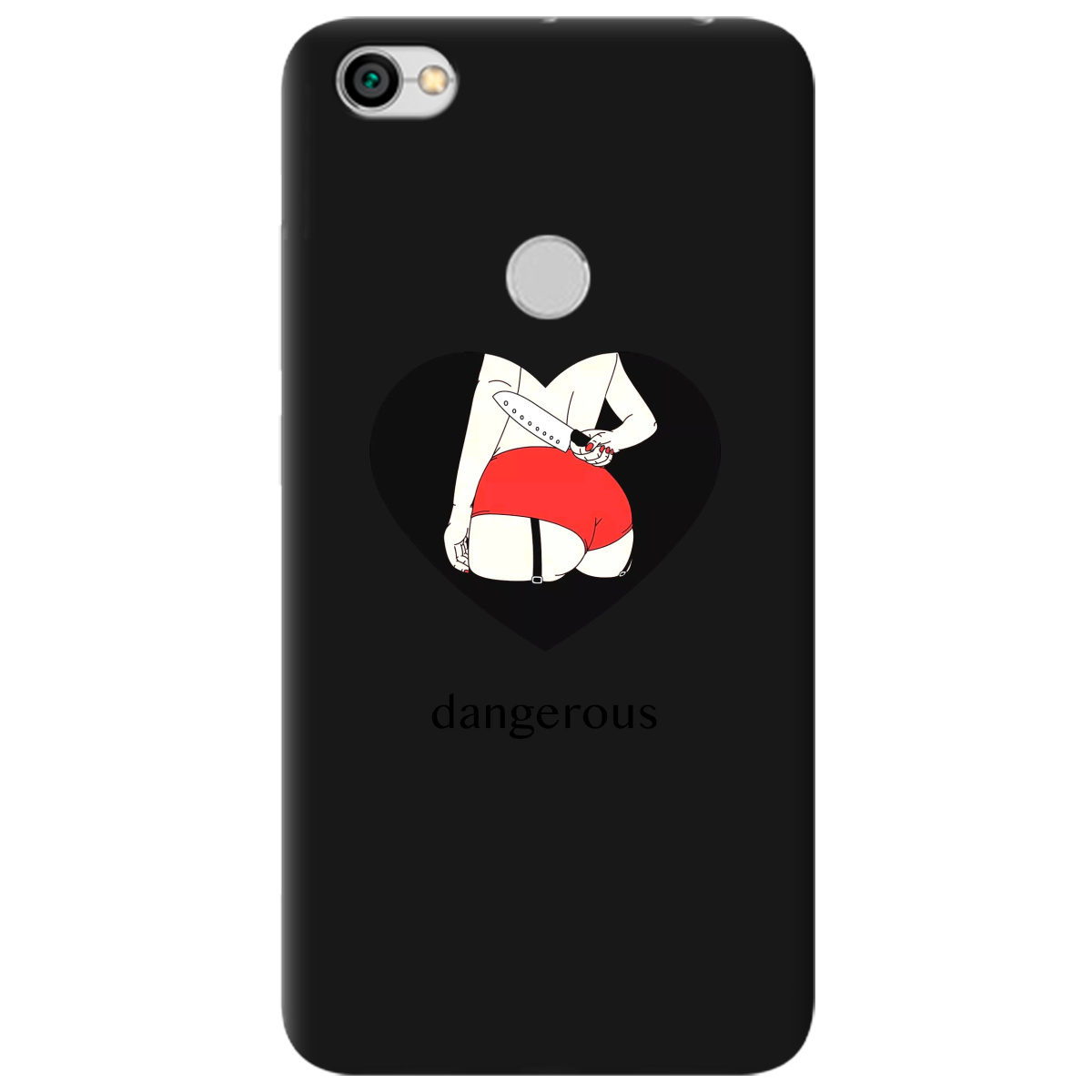 Чехол для Xiaomi Redmi Note 5A Prime черный матовый soft touch Dangerous - фото 1