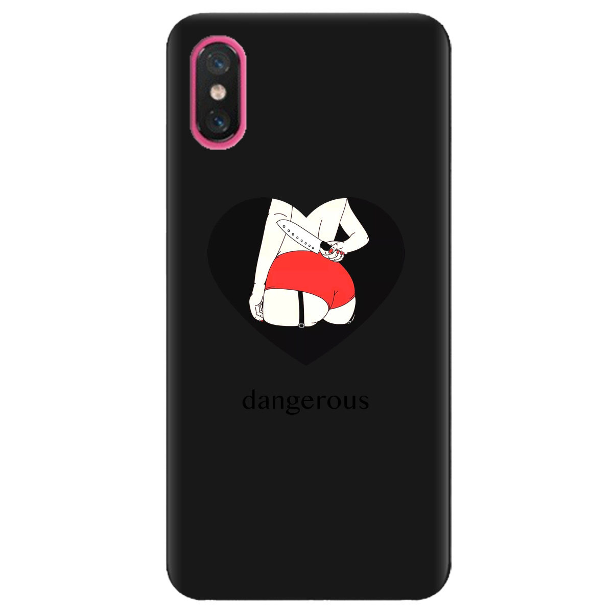 Чехол для Xiaomi Mi 8 Pro черный матовый soft touch Dangerous - фото 1