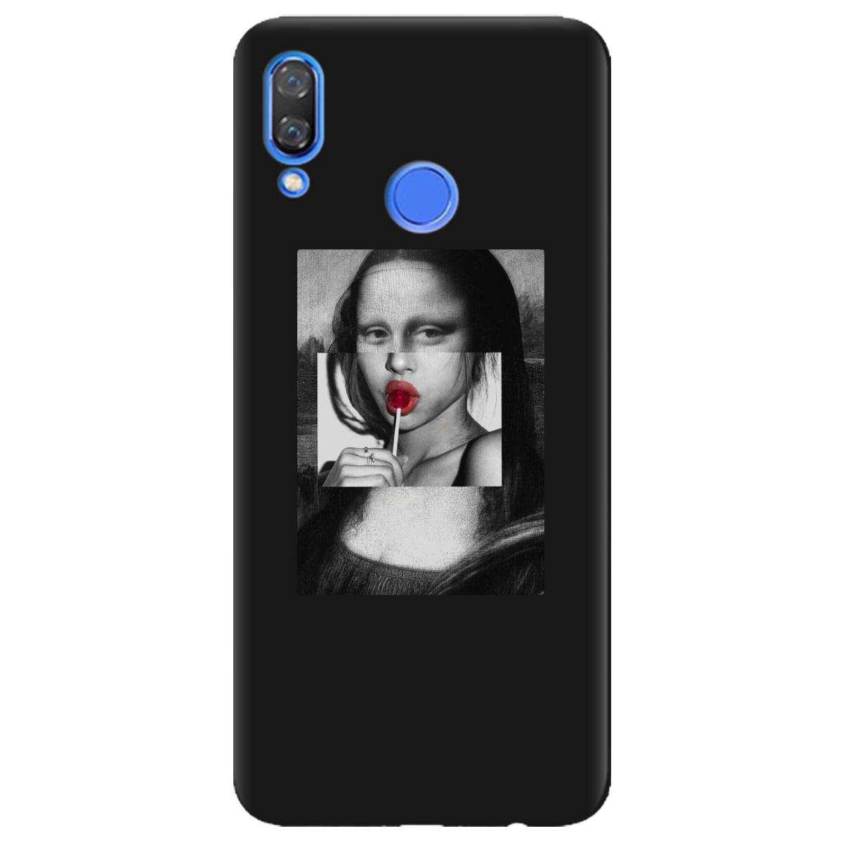Чехол для Huawei Nova 3 черный матовый soft touch Mona lisa - фото 1