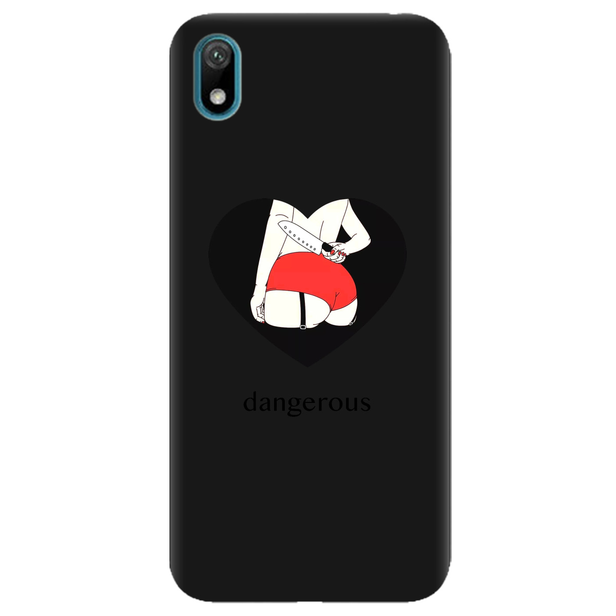 Чехол для Huawei Y5 2019 черный матовый soft touch Dangerous - фото 1