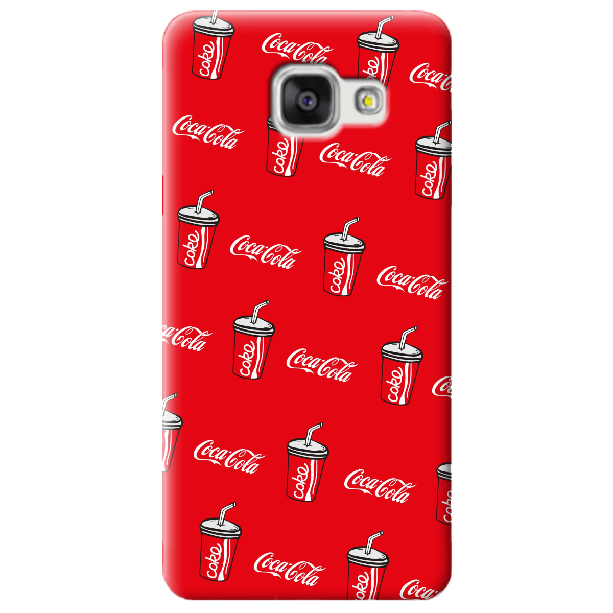 Чехол для Samsung Galaxy A5 2016 ярко-красный матовый soft touch Coca Cola - фото 1