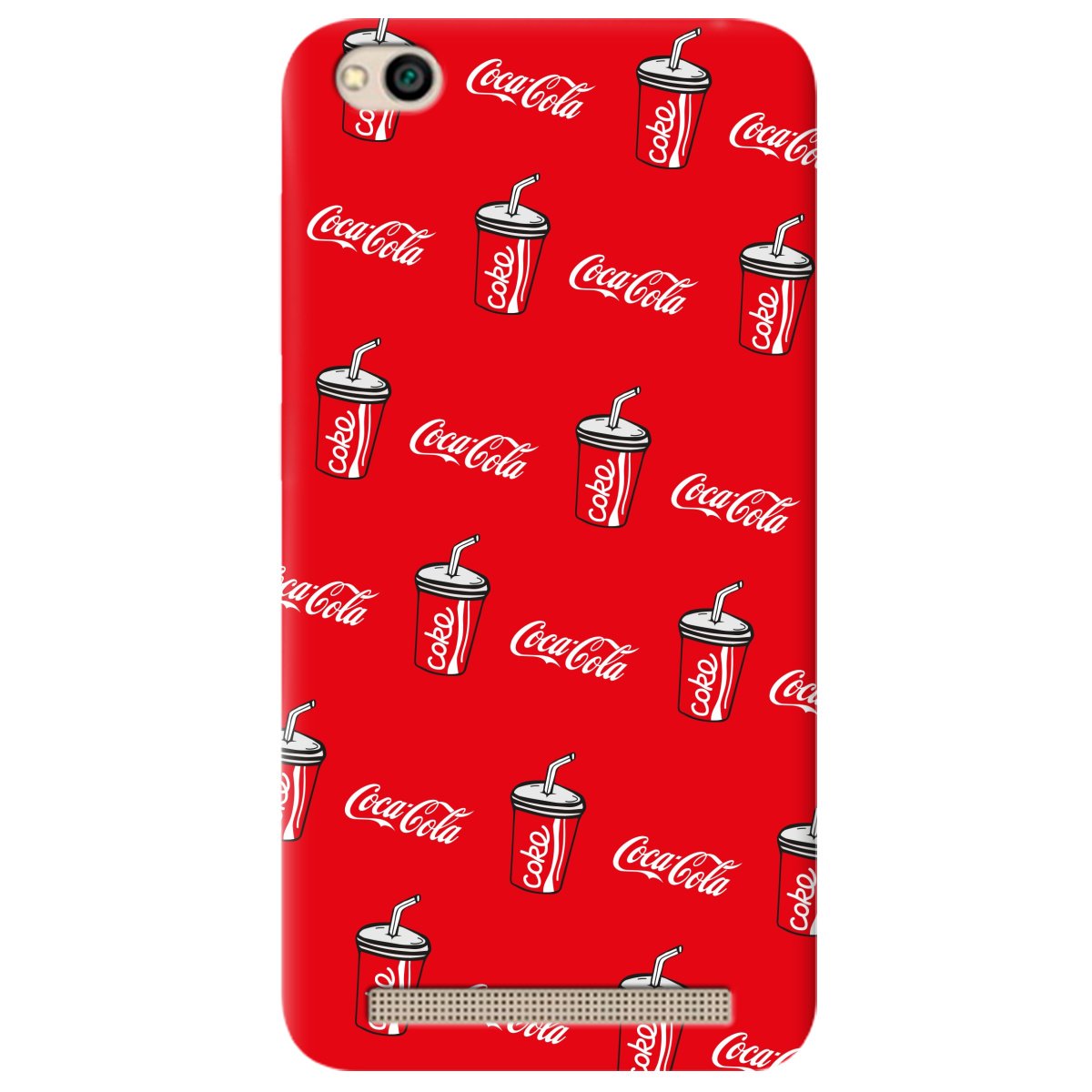 Чехол для Xiaomi Redmi 5A ярко-красный матовый soft touch Coca Cola - фото 1