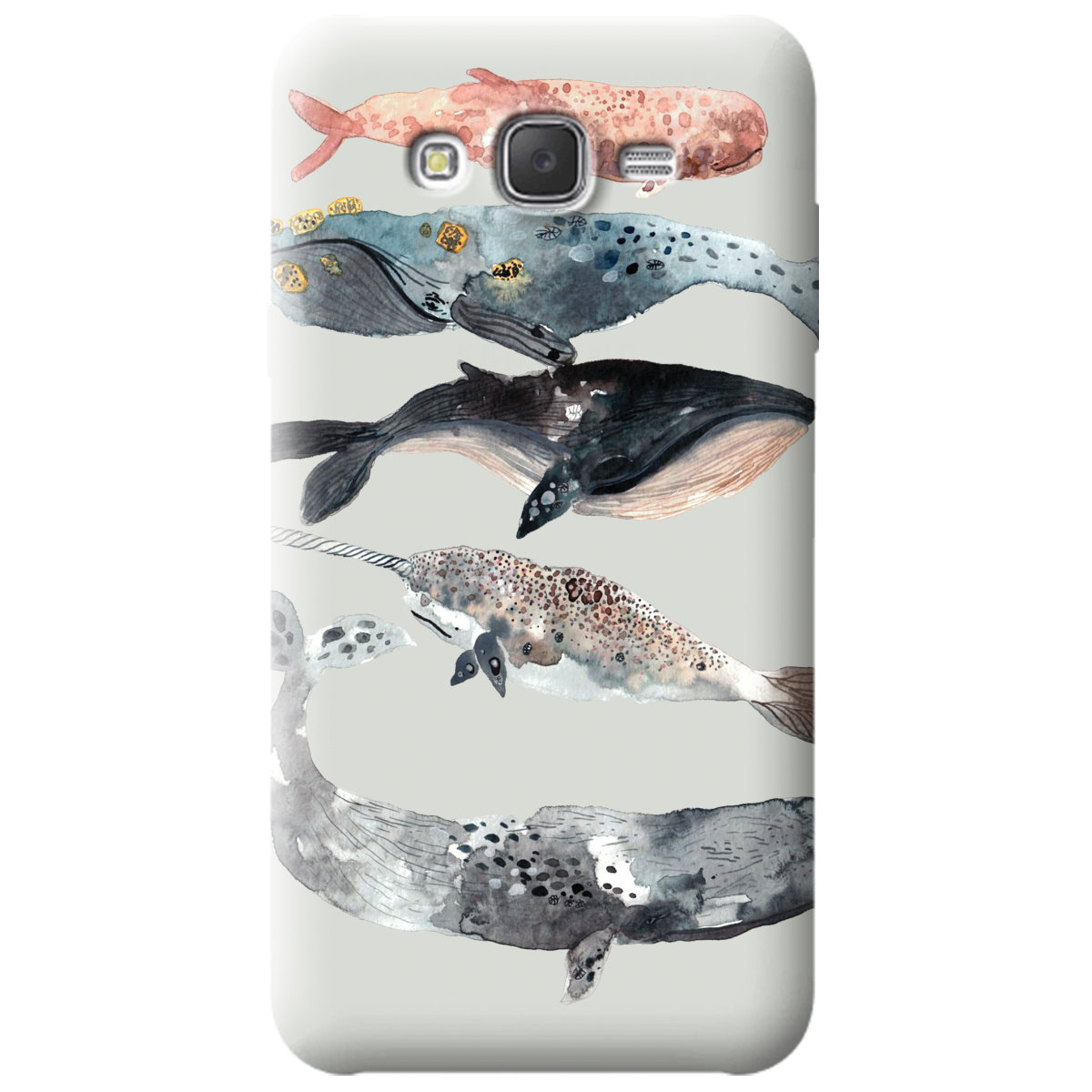 Чохол для Samsung Galaxy J7 2015 напівпрозорий матовий soft touch Whales white - фото 1