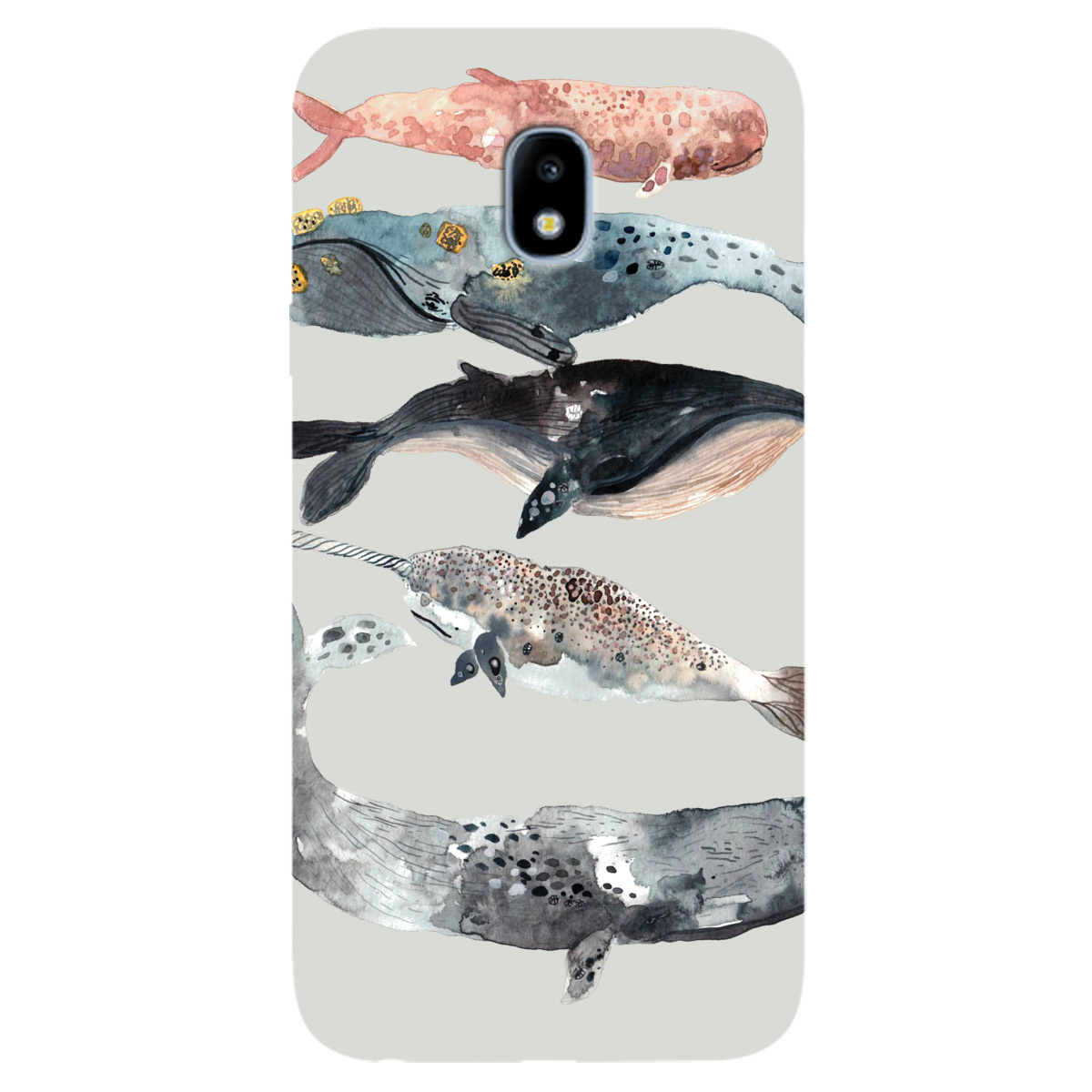 Чохол для Samsung Galaxy J3 2017 напівпрозорий матовий soft touch Whales white - фото 1