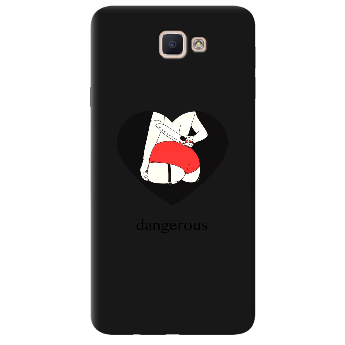 Чохол для Samsung Galaxy J7 Prime чорний матовий soft touch Dangerous - фото 1