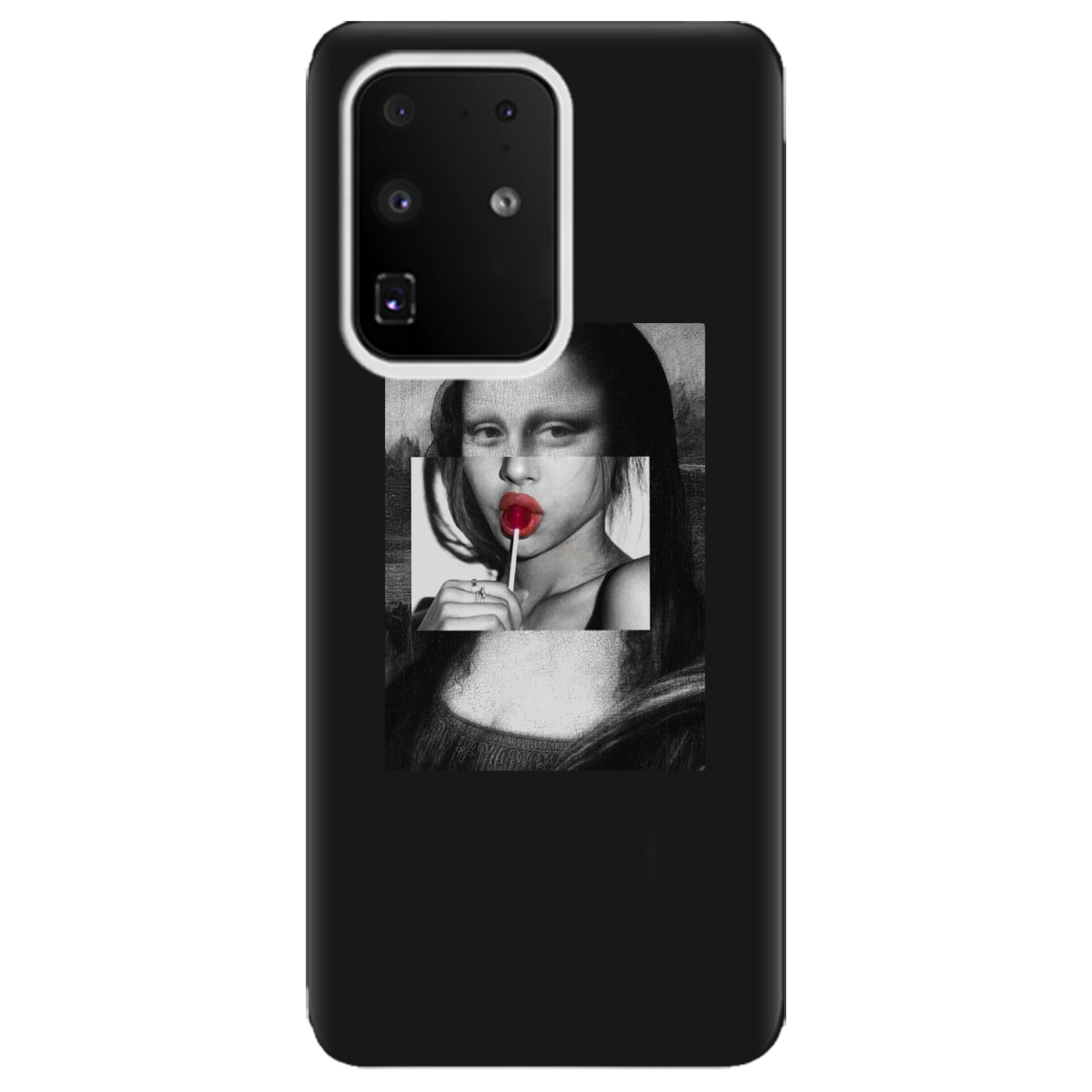 Чехол для Samsung Galaxy S11 Plus черный матовый soft touch Mona lisa - фото 1