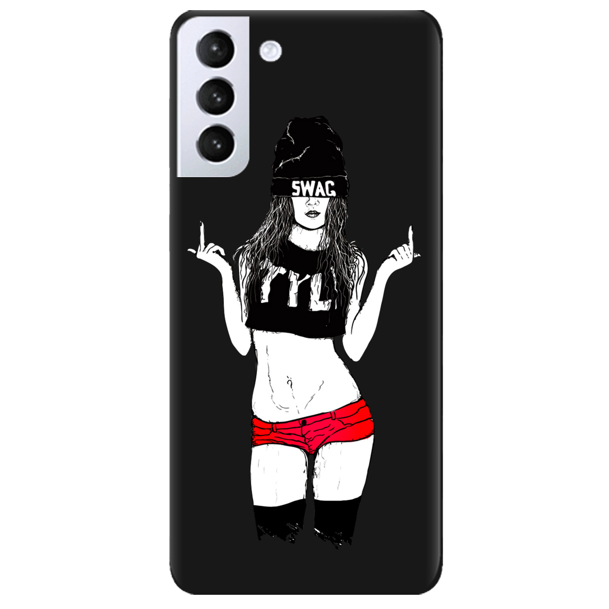 Чехол для Samsung Galaxy S21 Plus черный матовый soft touch Swag - фото 1