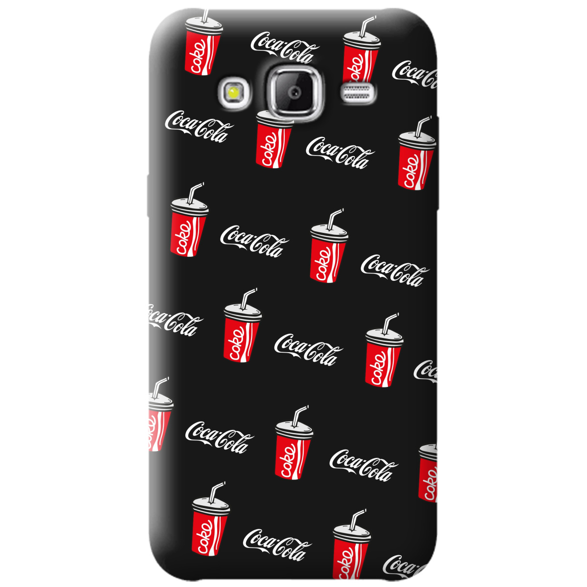 Чохол для Samsung Galaxy J5 2015 чорний матовий soft touch Coca Cola - фото 1