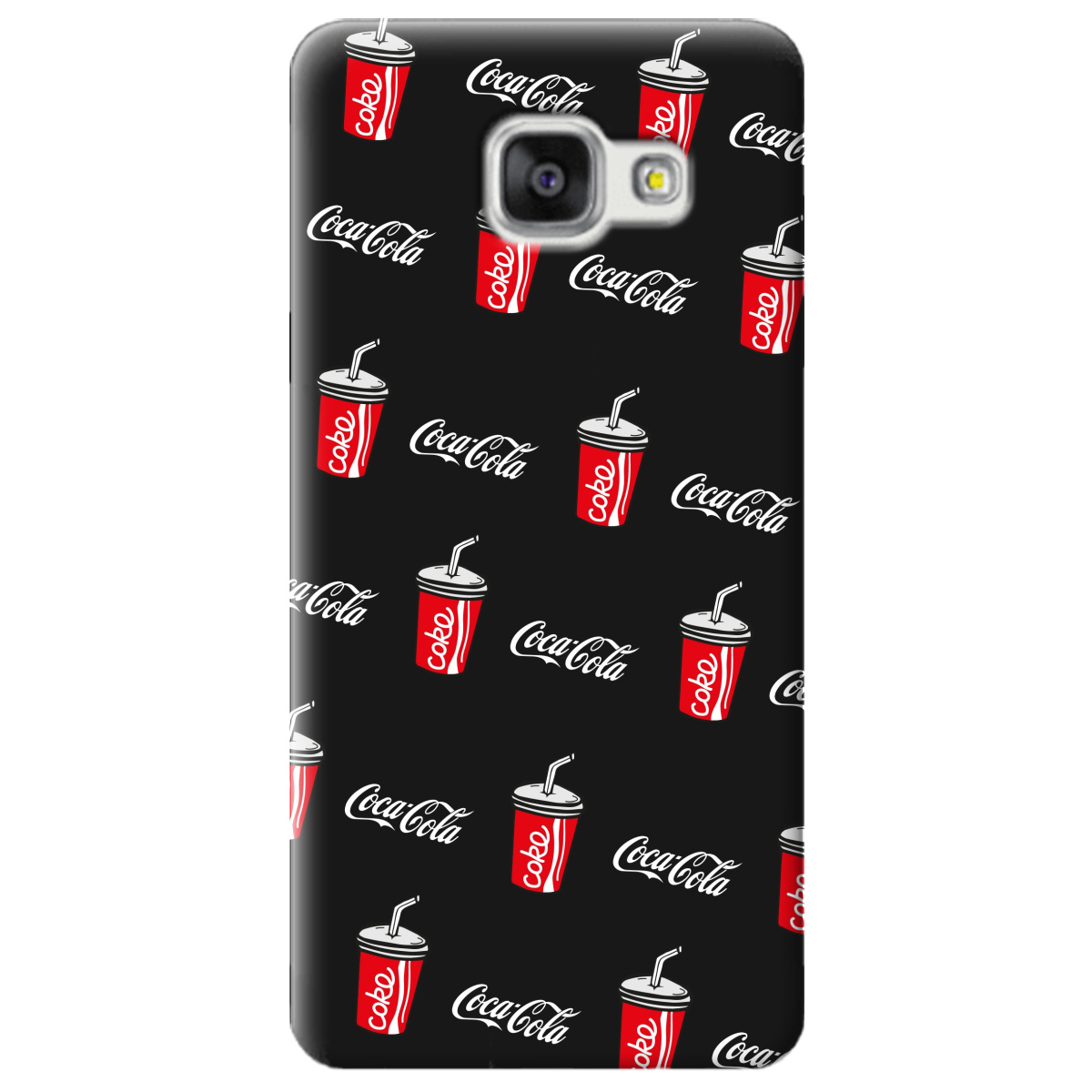 Чехол для Samsung Galaxy A5 2016 черный матовый soft touch Coca Cola - фото 1