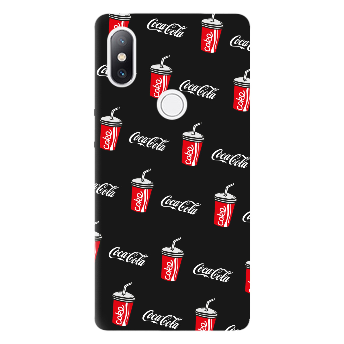 Чохол для Xiaomi Mi Mix 2S чорний матовий soft touch Coca Cola - фото 1