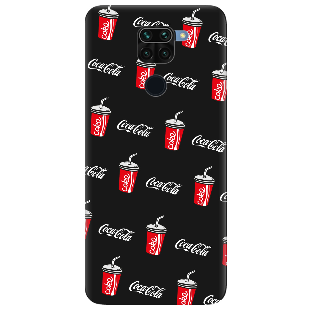 Чохол для Xiaomi Redmi 10x чорний матовий soft touch Coca Cola - фото 1