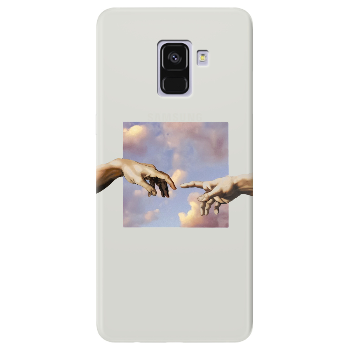 Чехол для Samsung Galaxy A8 2018 полупрозрачный матовый soft touch Hands - фото 1