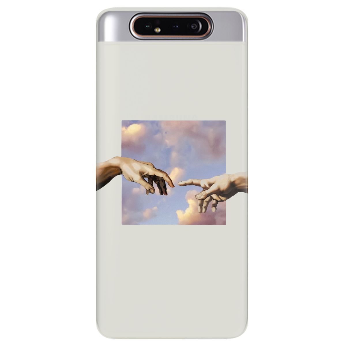 Чехол для Samsung Galaxy A80 полупрозрачный матовый soft touch Hands - фото 1