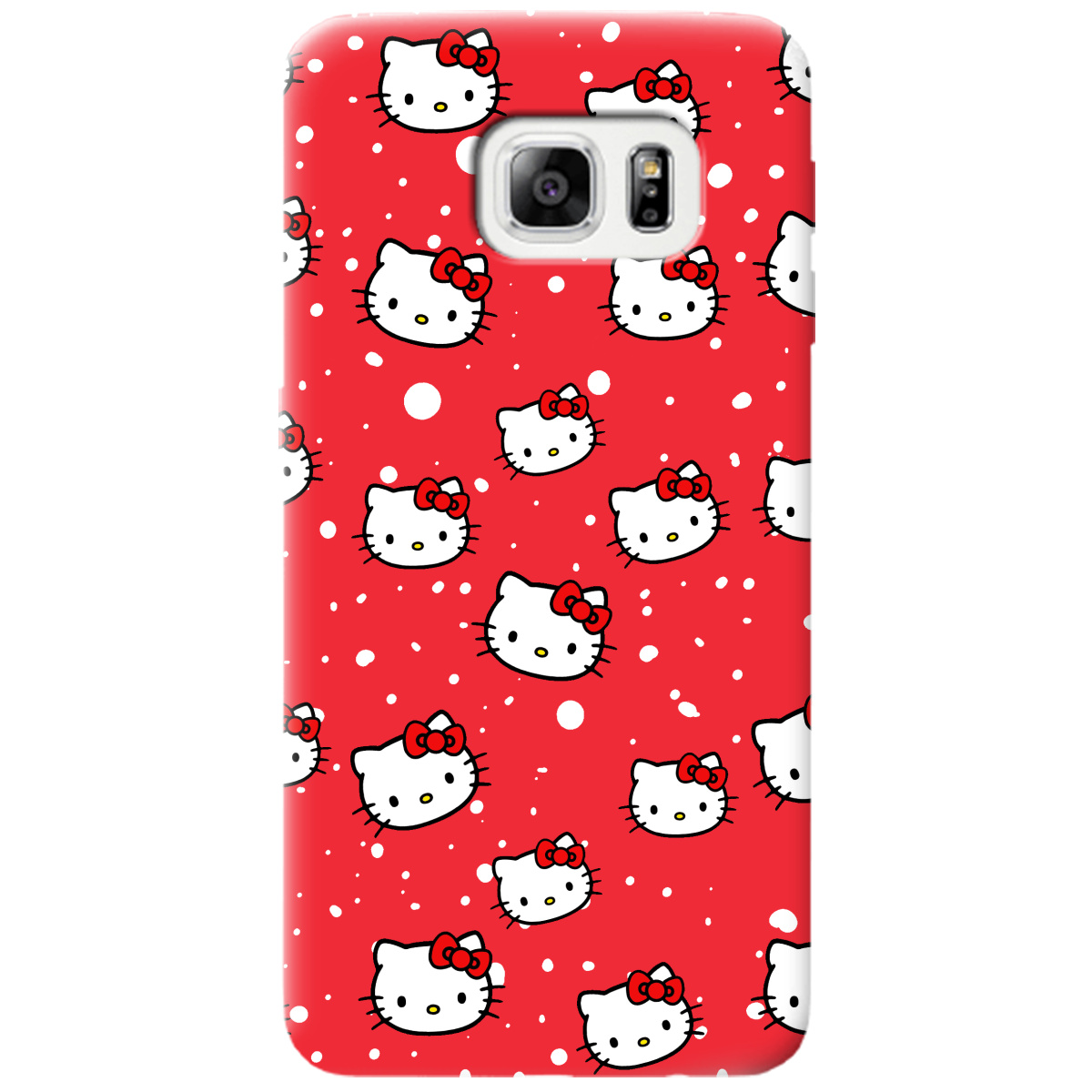 Чехол для Samsung Galaxy S6 ярко-красный матовый soft touch Hello Kitty - фото 1