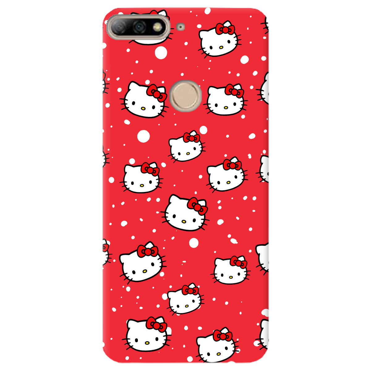 Чехол для Huawei Y7 Prime 2018 ярко-красный матовый soft touch Hello Kitty - фото 1