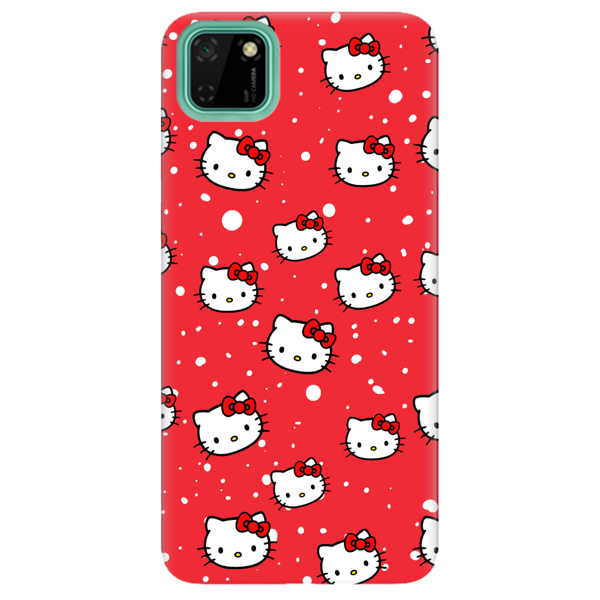 Чехол для Huawei Y5p ярко-красный матовый soft touch Hello Kitty - фото 1