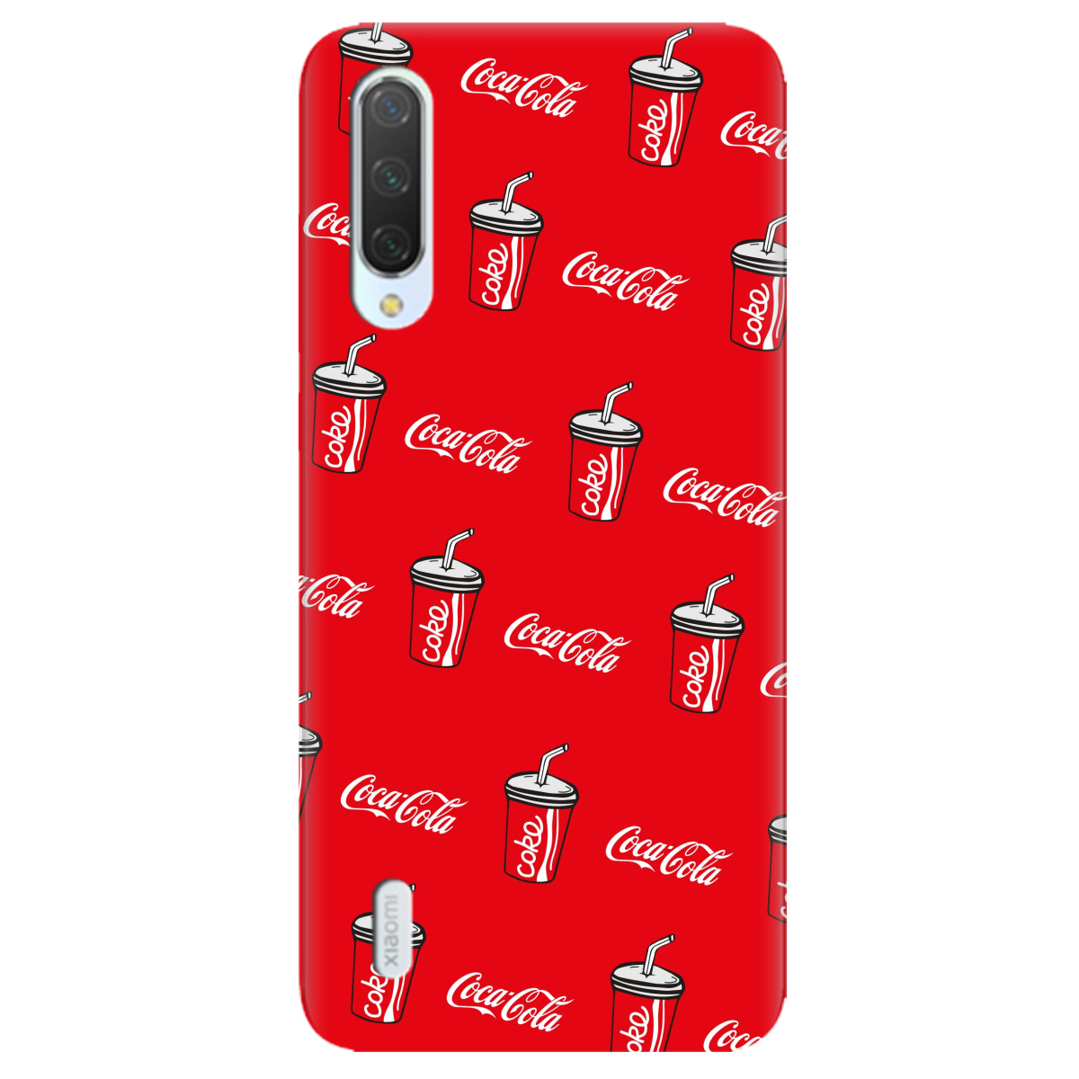 Чохол для Xiaomi Mi 9 Lite яскраво-червоний матовий soft touch Coca Cola - фото 1