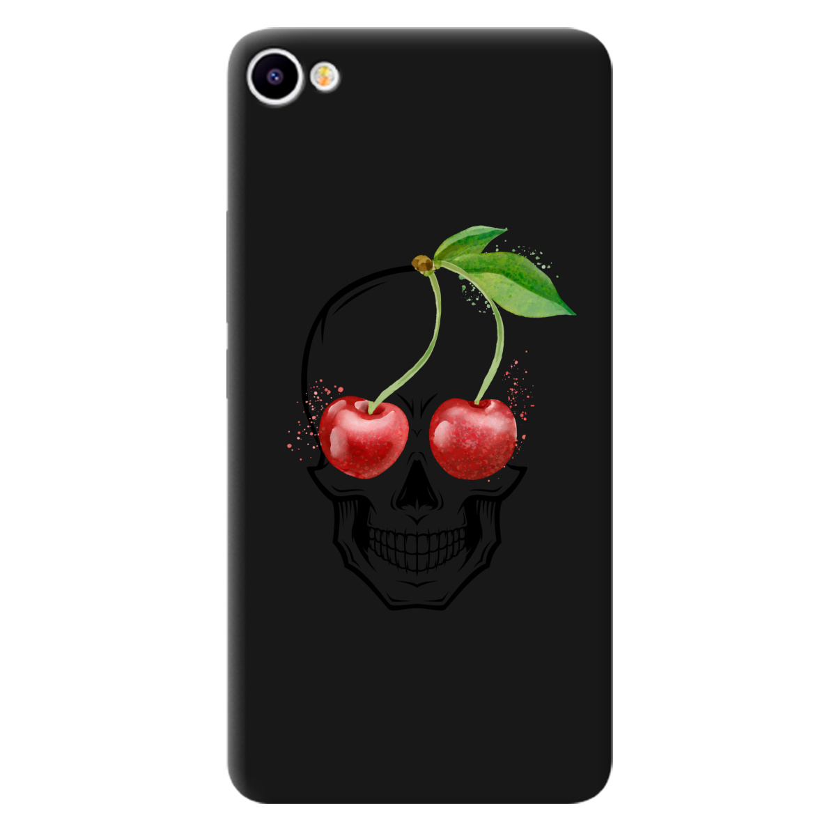 Чохол для Meizu U10 чорний матовий soft touch Cherry skull - фото 1