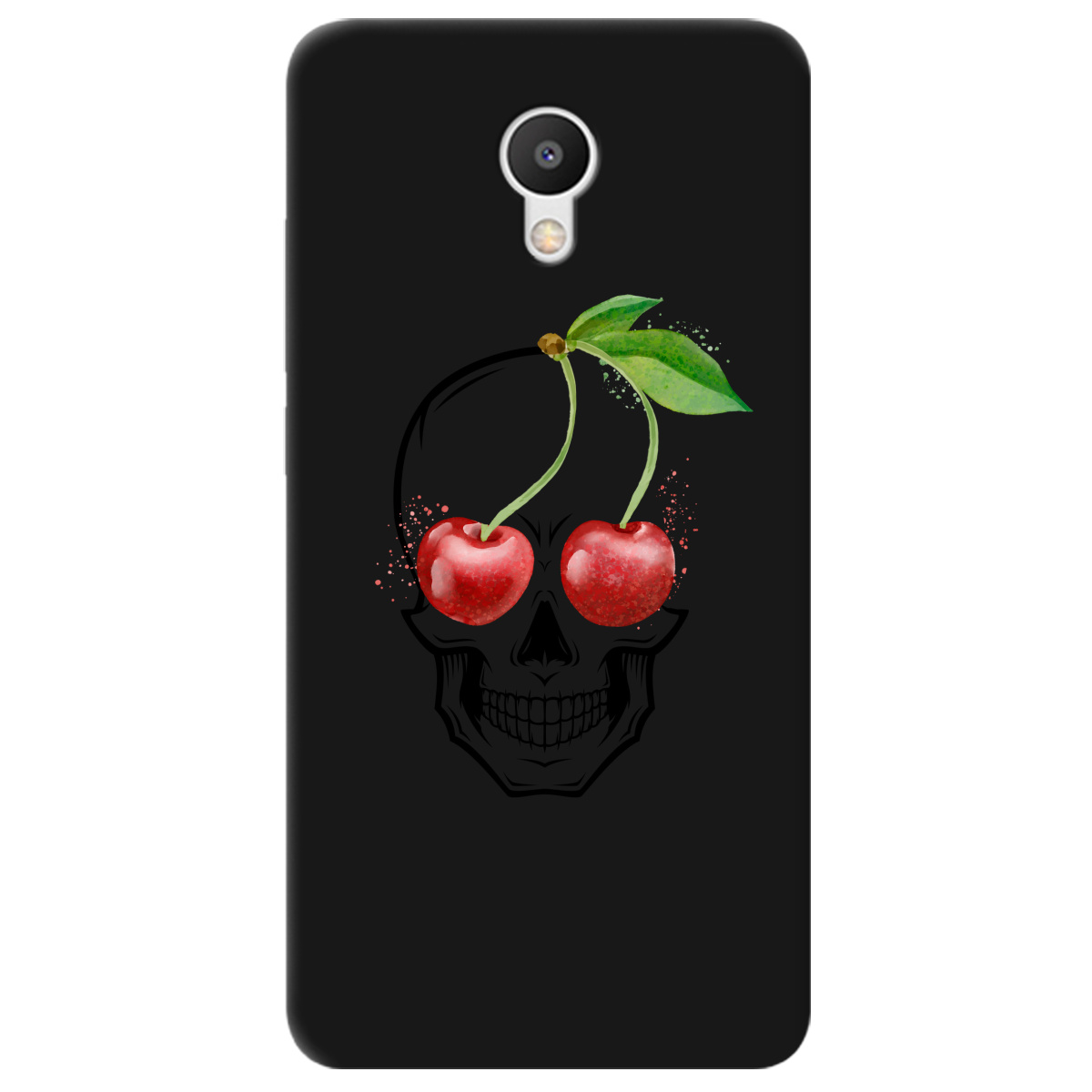 Чохол для Meizu M6 чорний матовий soft touch Cherry skull - фото 1