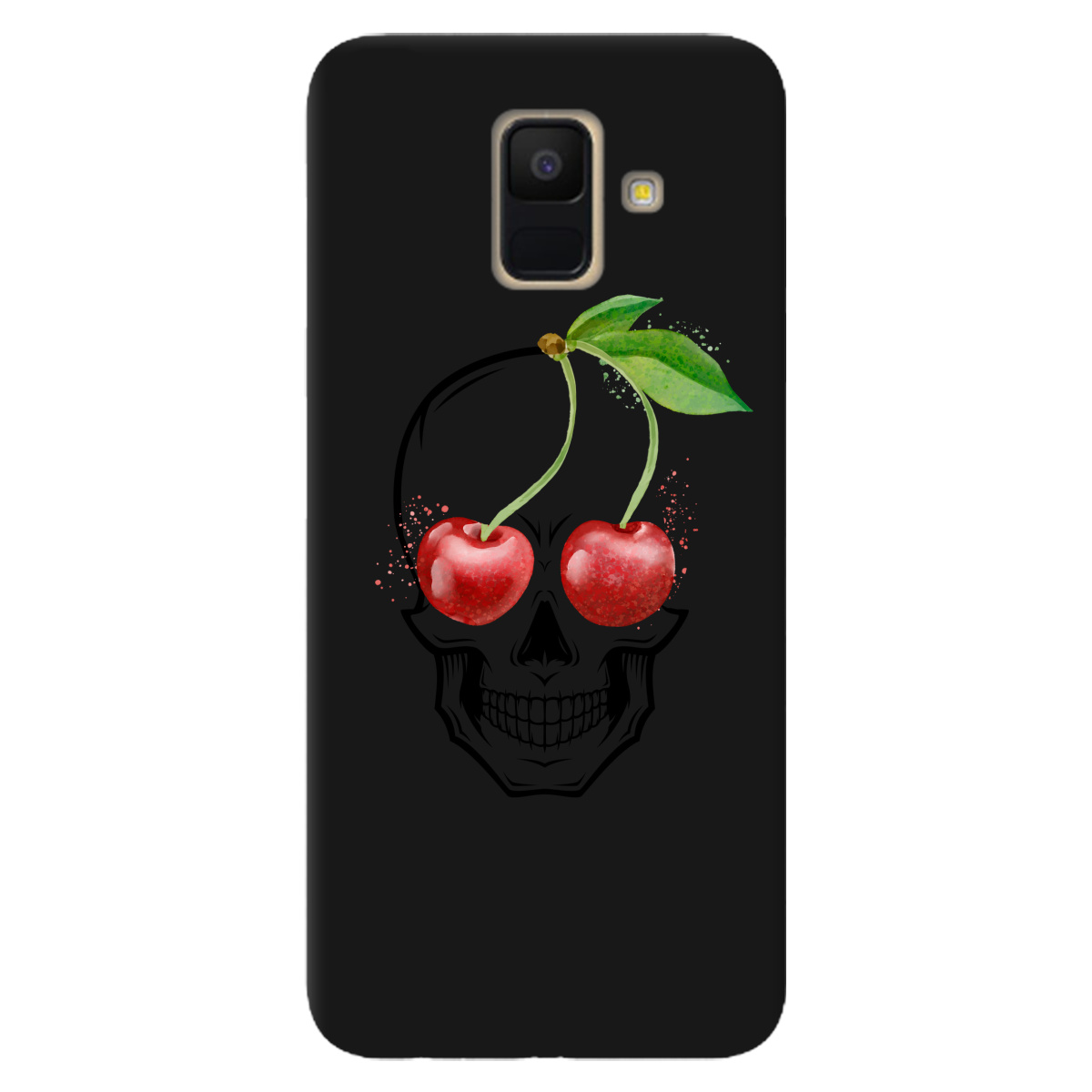 Чохол для Samsung Galaxy A6 2018 чорний матовий soft touch Cherry skull - фото 1