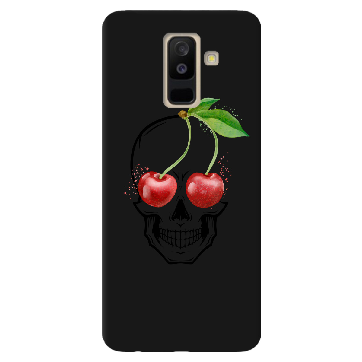 Чохол для Samsung Galaxy A6 Plus 2018 чорний матовий soft touch Cherry skull - фото 1