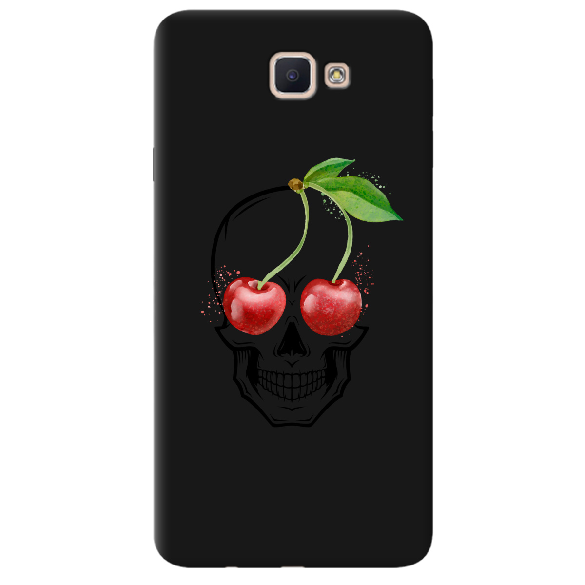 Чохол для Samsung Galaxy J7 Prime чорний матовий soft touch Cherry skull - фото 1