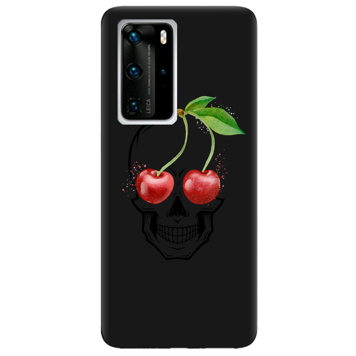 Чехол для Huawei P40 Pro черный матовый soft touch Cherry skull - фото 1