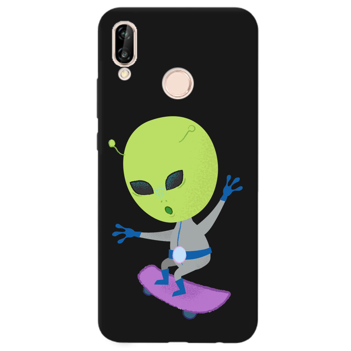Чехол для Huawei P20 Lite черный матовый soft touch Alien - фото 1