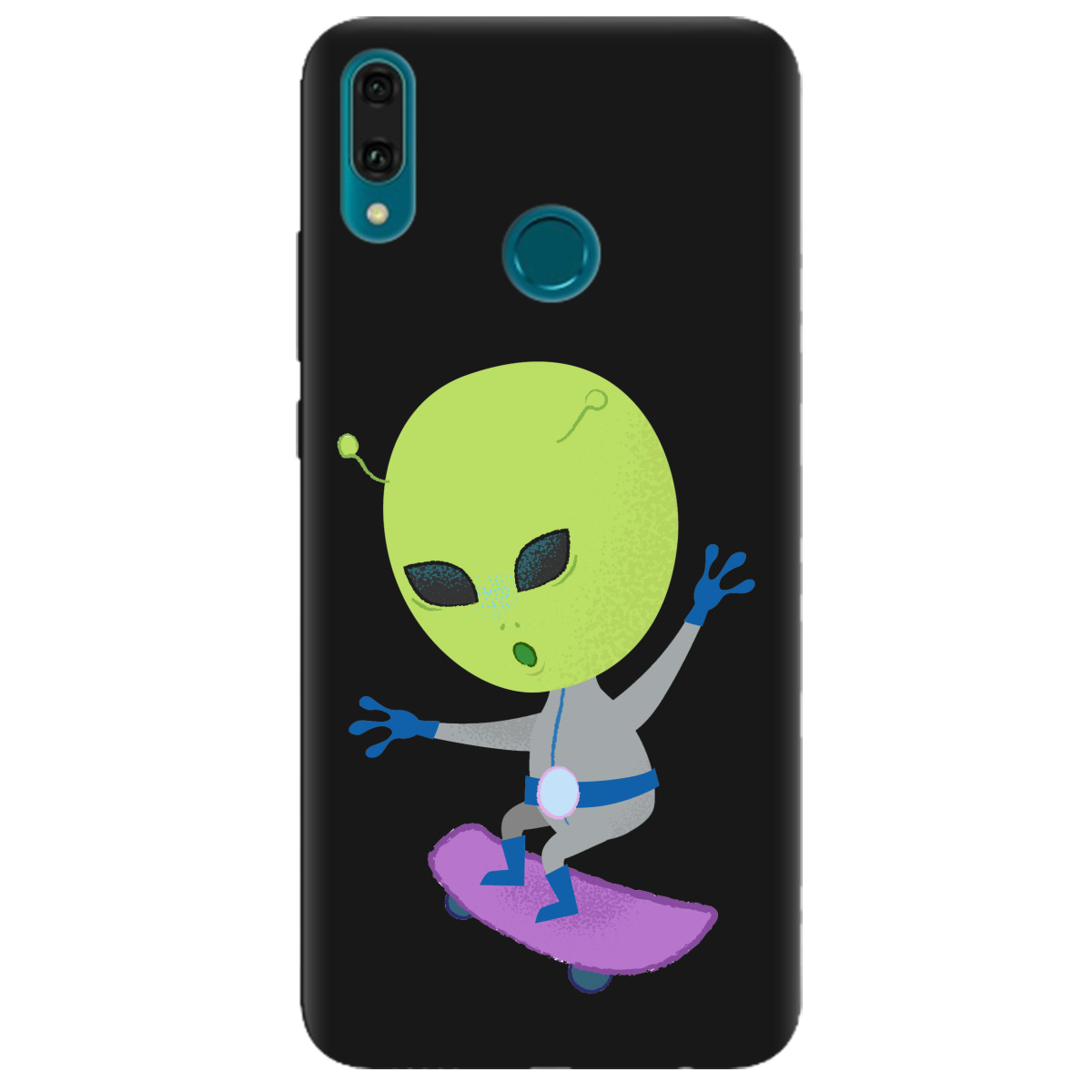 Чехол для Huawei Y9 2019 черный матовый soft touch Alien - фото 1