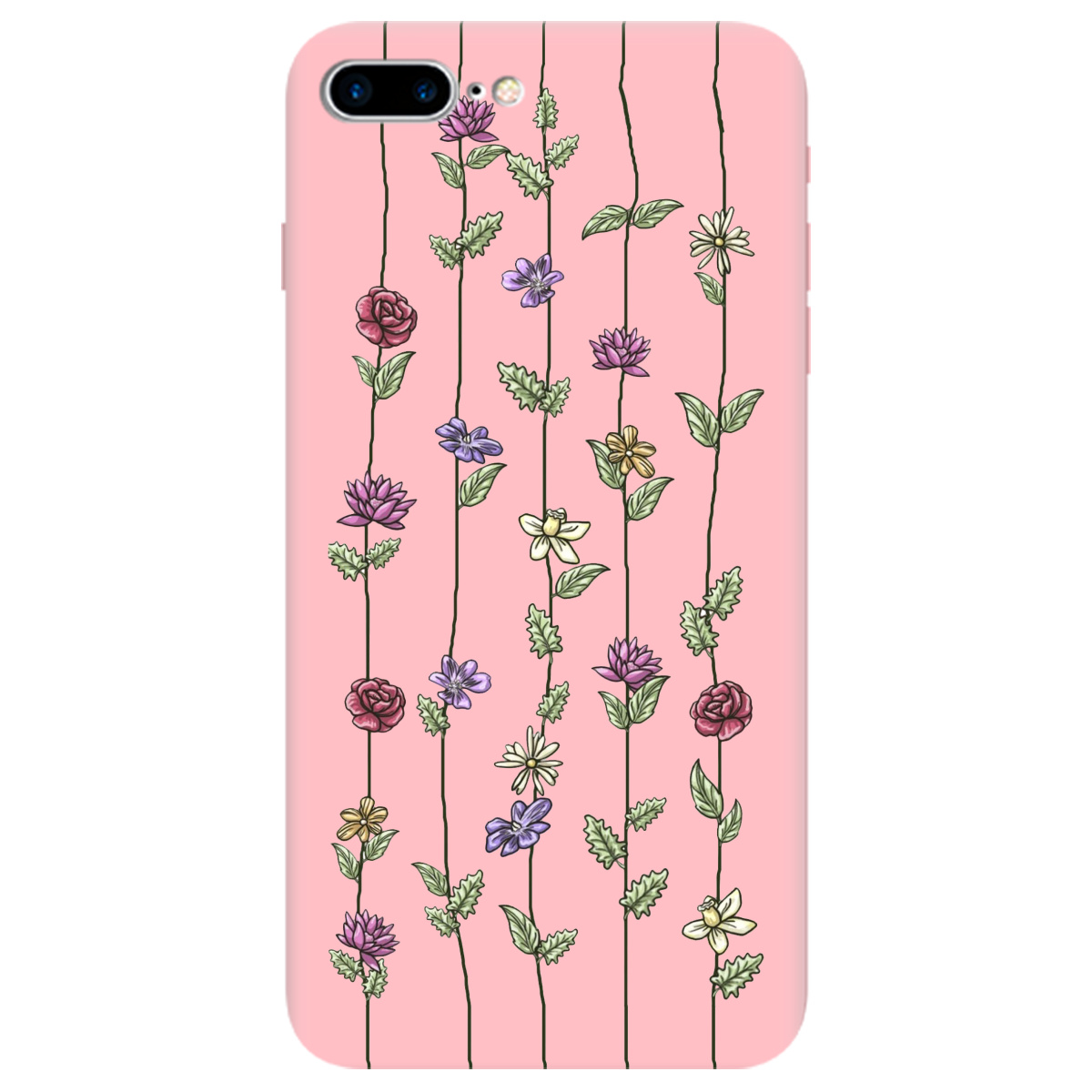 Чехол для Apple iPhone 7 Plus нежно-розовый матовый soft touch Vines - фото 1