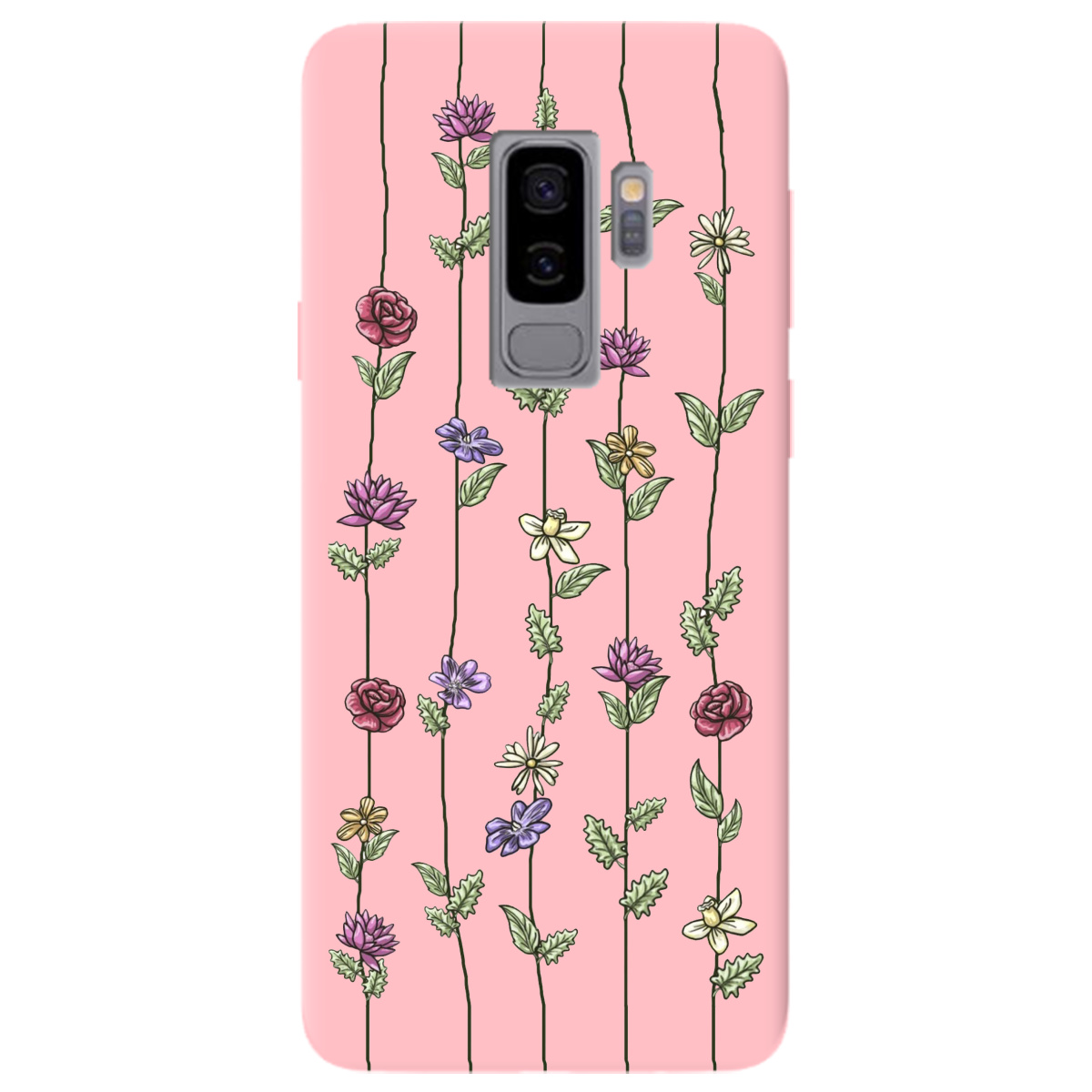 Чехол для Samsung Galaxy S9 Plus нежно-розовый матовый soft touch Vines - фото 1