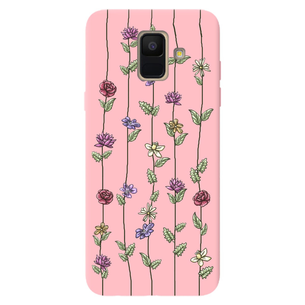 Чехол для Samsung Galaxy A6 2018 нежно-розовый матовый soft touch Vines - фото 1