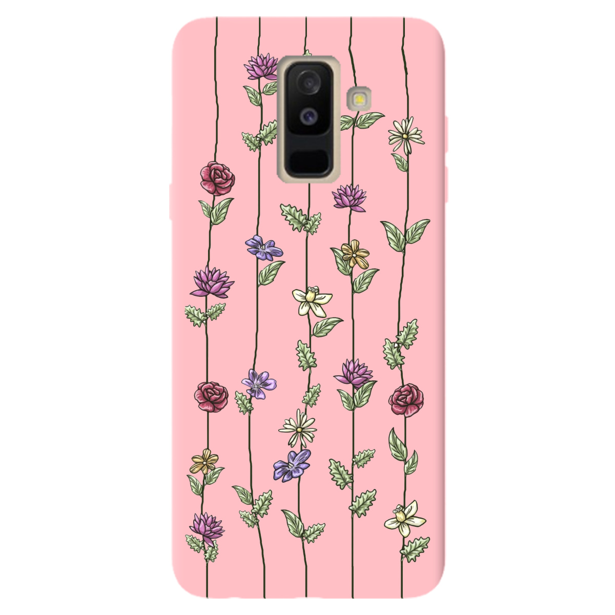 Чехол для Samsung Galaxy A6 Plus 2018 нежно-розовый матовый soft touch Vines - фото 1