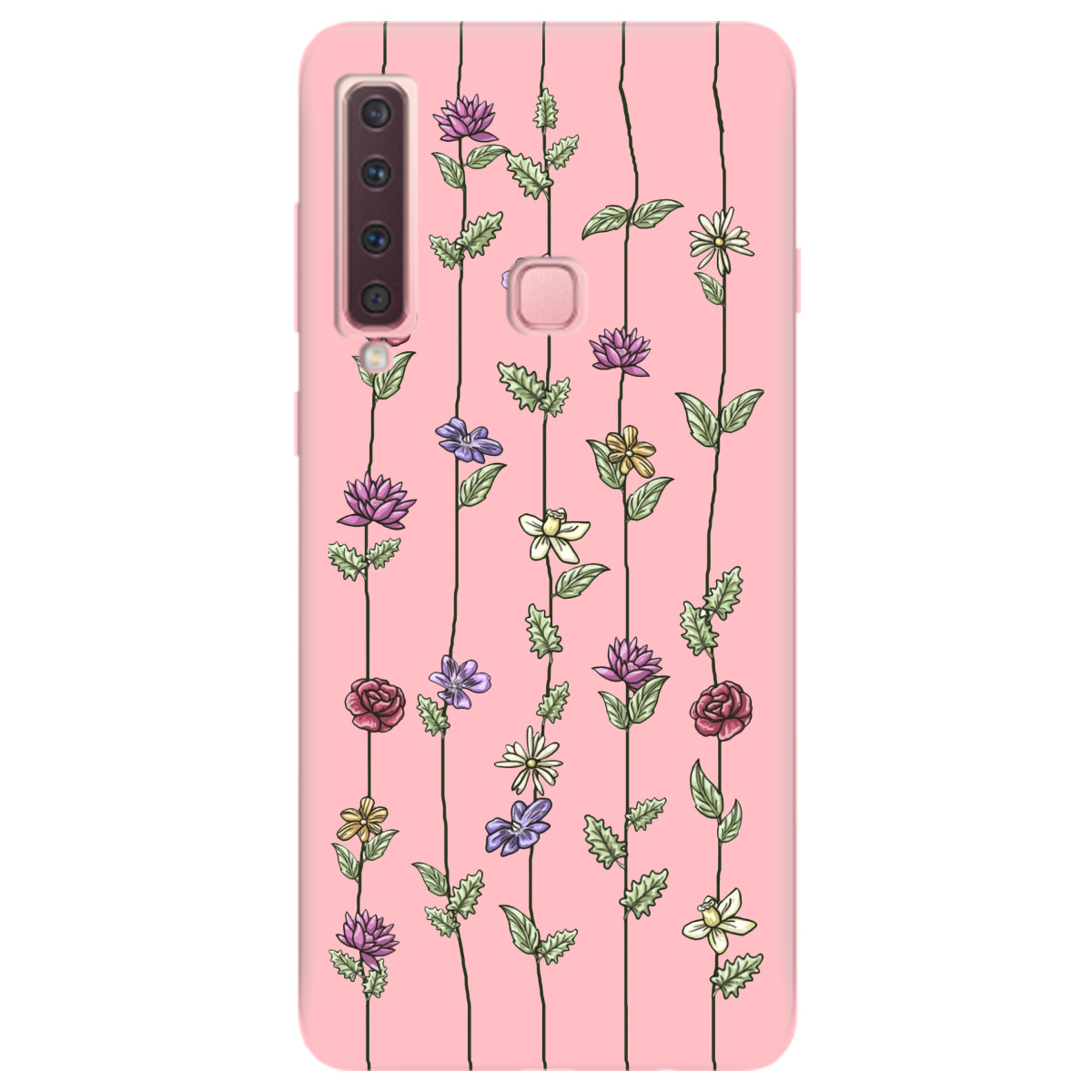 Чехол для Samsung Galaxy A9 2018 нежно-розовый матовый soft touch Vines - фото 1