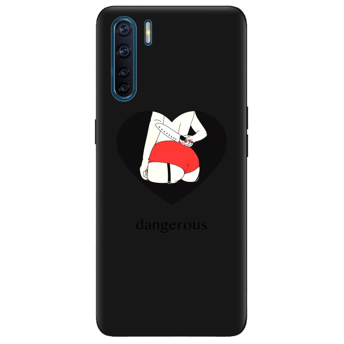 Чохол для Oppo A91 чорний матовий soft touch Dangerous - фото 1