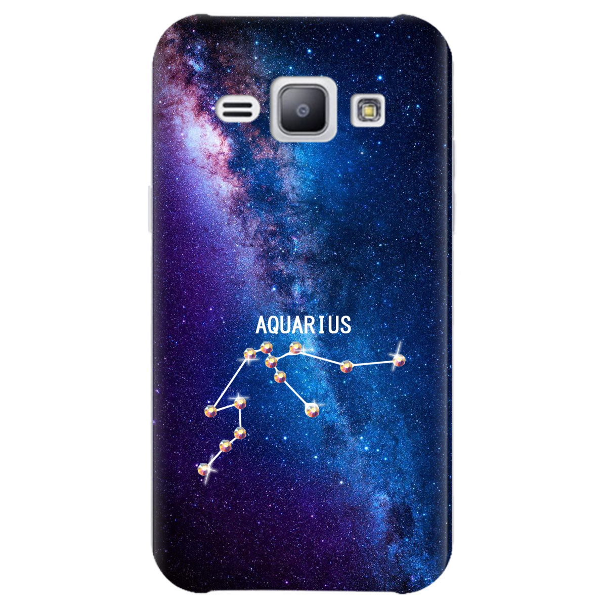 Чехол для Samsung Galaxy J1 2015 Aquarius (Водолей) со стразами - фото 1
