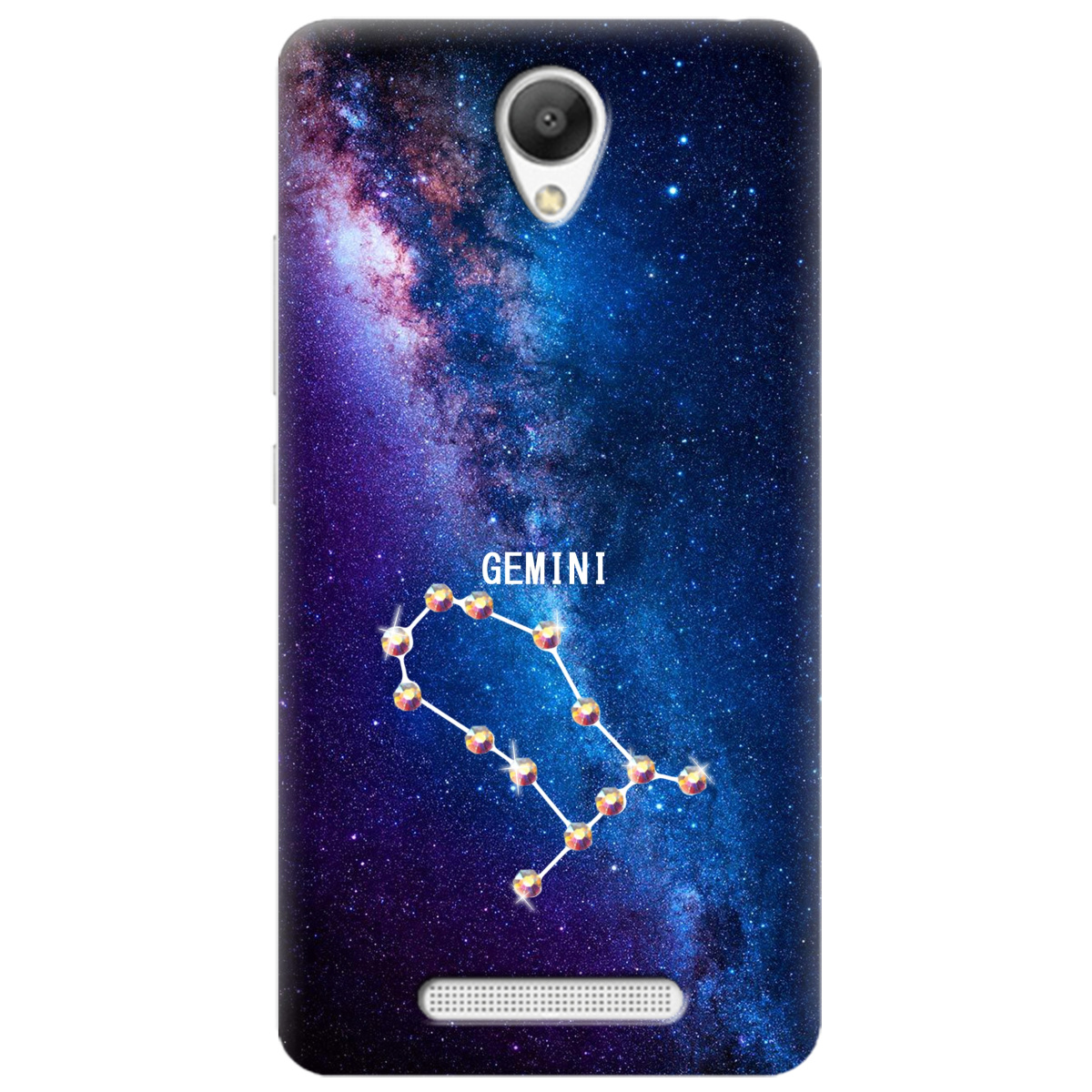 Чехол для Xiaomi Redmi Note 2 Gemini (Близнецы) со стразами - фото 1