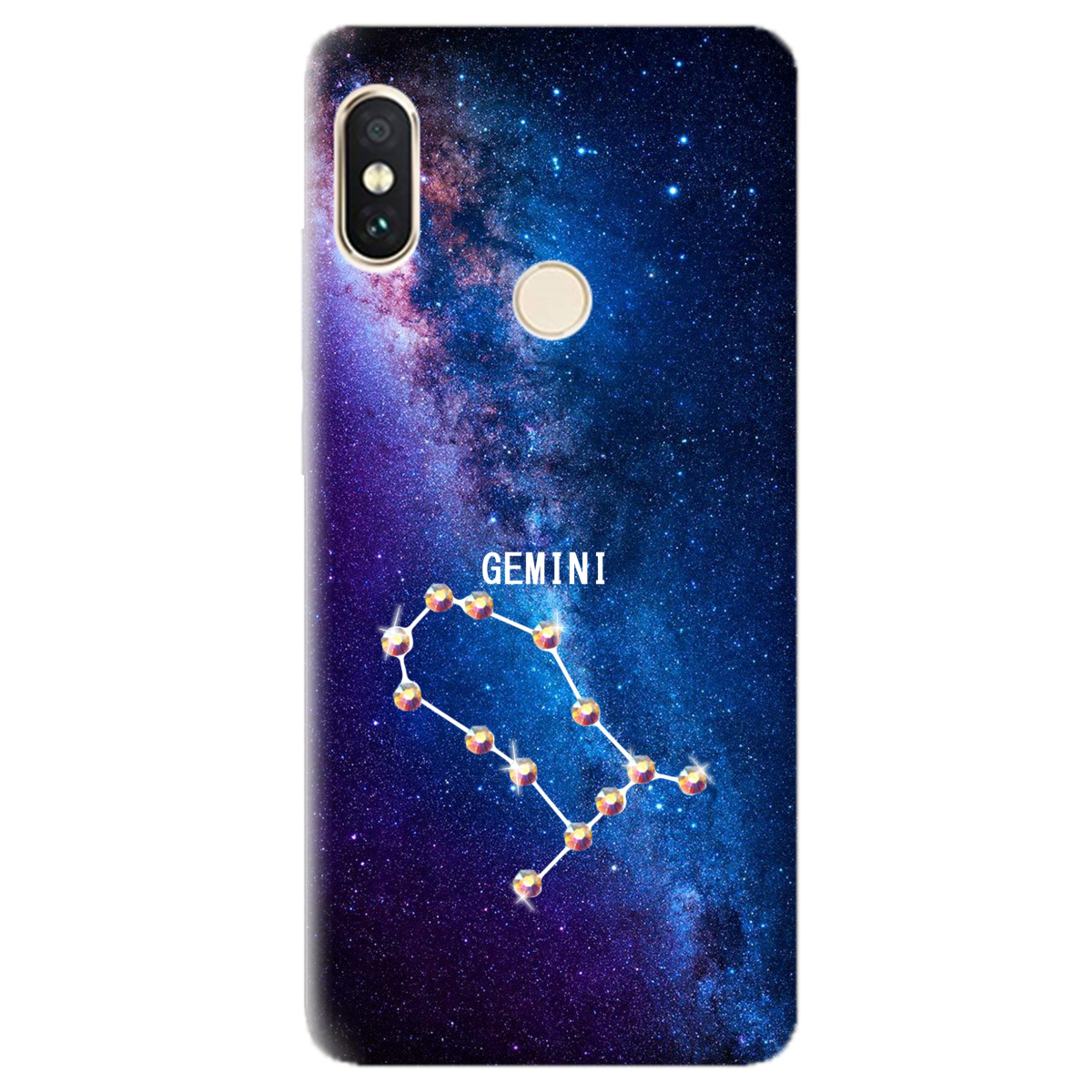 Чехол для Xiaomi Redmi Note 5 Gemini (Близнецы) со стразами - фото 1