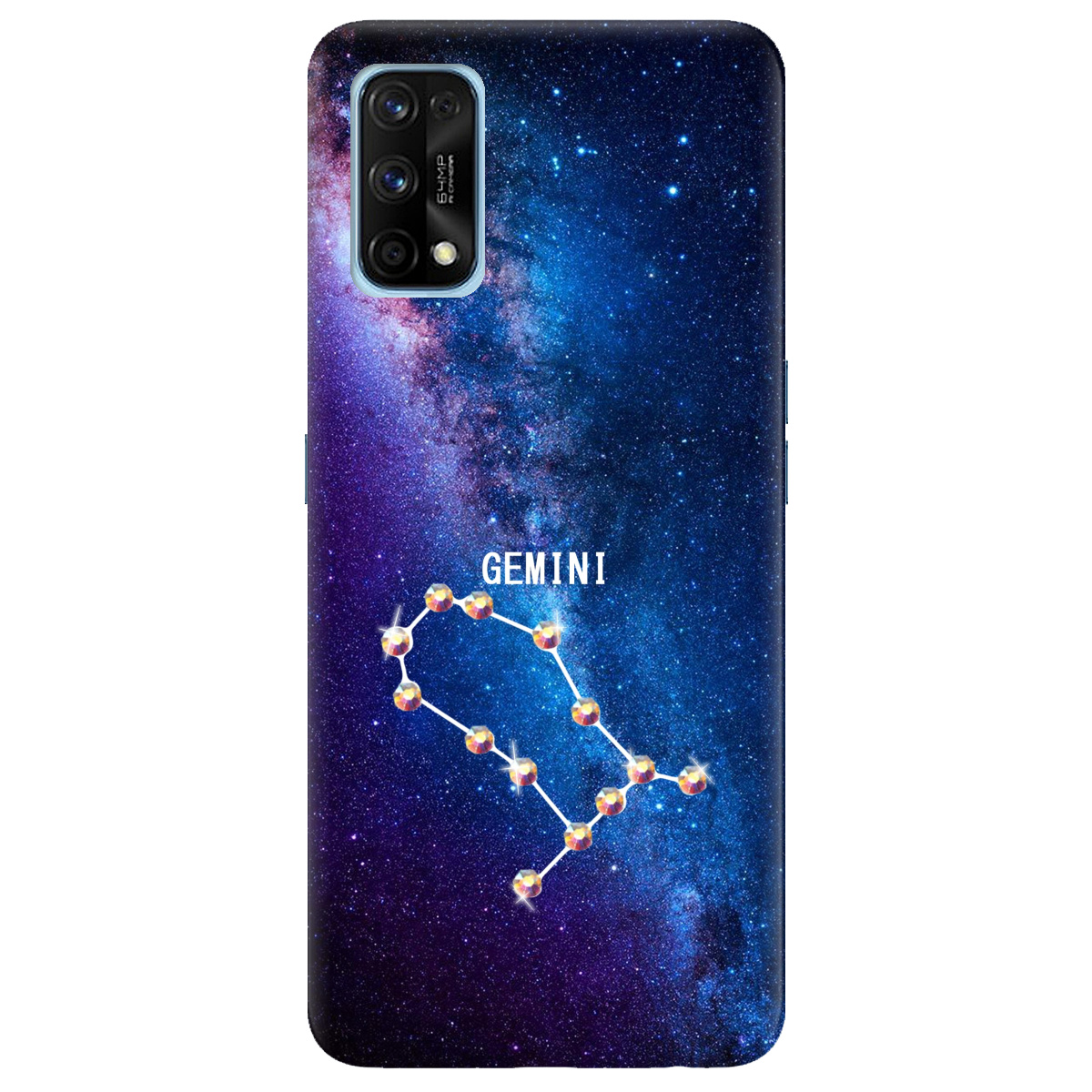 Чехол для Realme 7 Pro Gemini (Близнецы) со стразами - фото 1