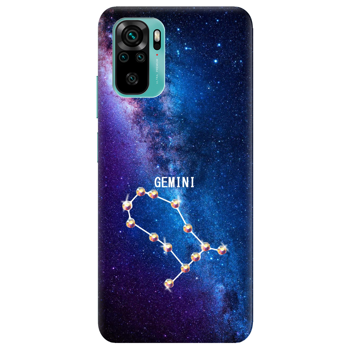 Чехол для Xiaomi Redmi Note 10s Gemini (Близнецы) со стразами - фото 1