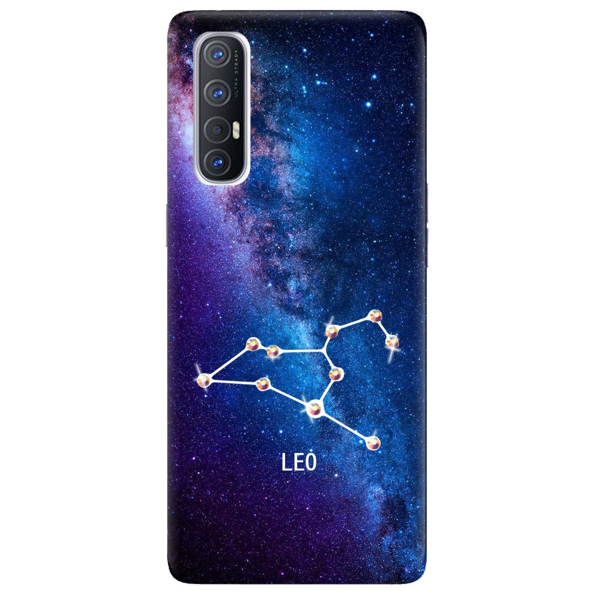Чехол для Oppo Reno 3 Pro Leo (Лев) со стразами - фото 1