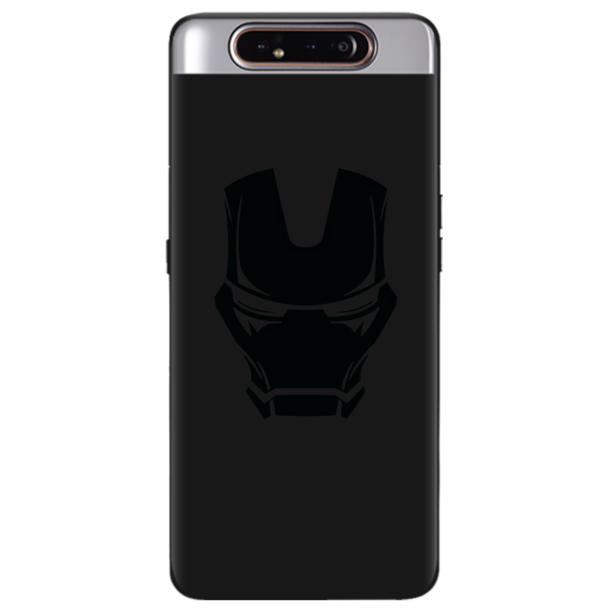Чехол для Samsung Galaxy A80 черный матовый soft touch Железный человек - фото 1
