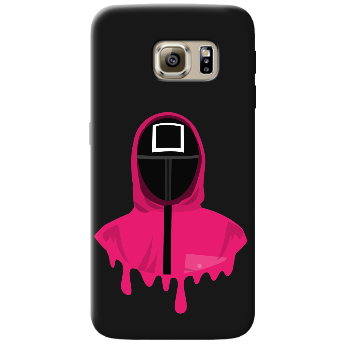 Чохол для Samsung Galaxy S6 Edge чорний матовий soft touch Гра в кальмара - фото 1