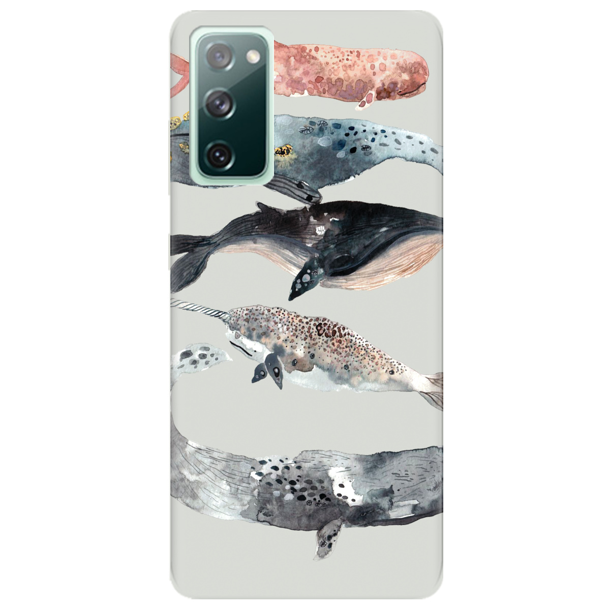 Чохол для Samsung Galaxy S20 FE напівпрозорий матовий soft touch Whales white - фото 1