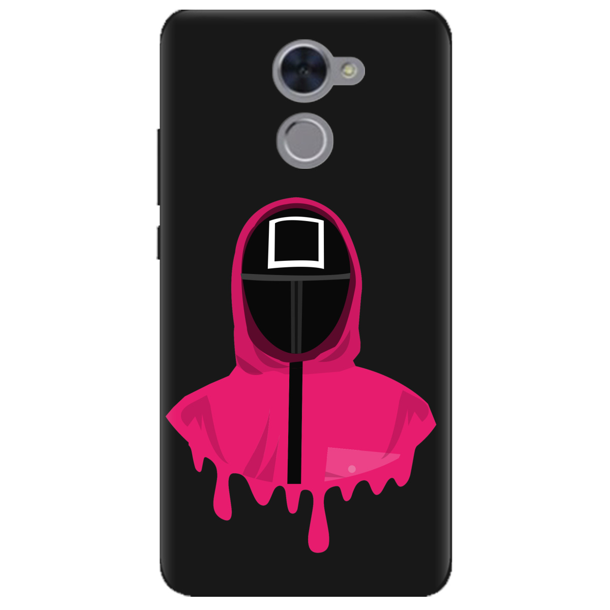 Чехол для Huawei Y7 Prime черный матовый soft touch Игра в кальмара - фото 1