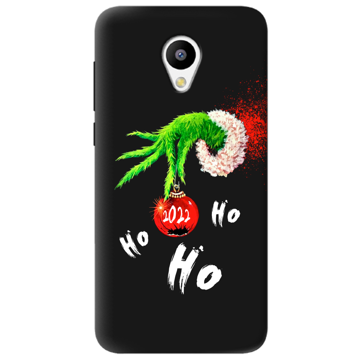Чохол для Meizu M3/M3s чорний матовий soft touch Grinch HO HO HO - фото 1