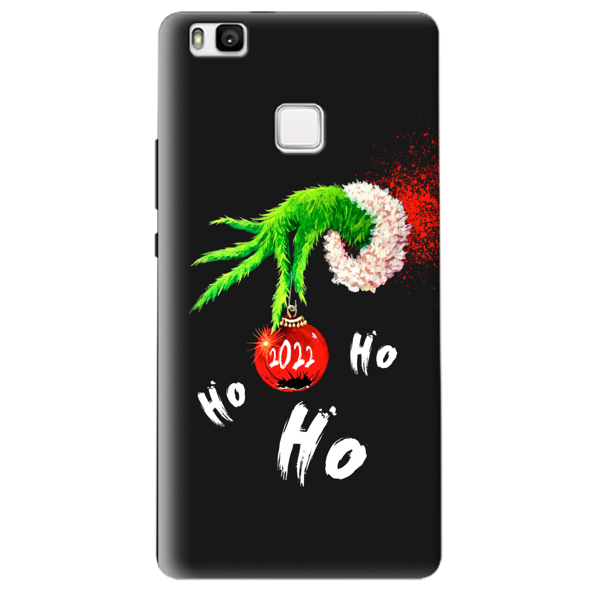 Чехол для Huawei P9 Lite черный матовый soft touch Grinch HO HO HO - фото 1