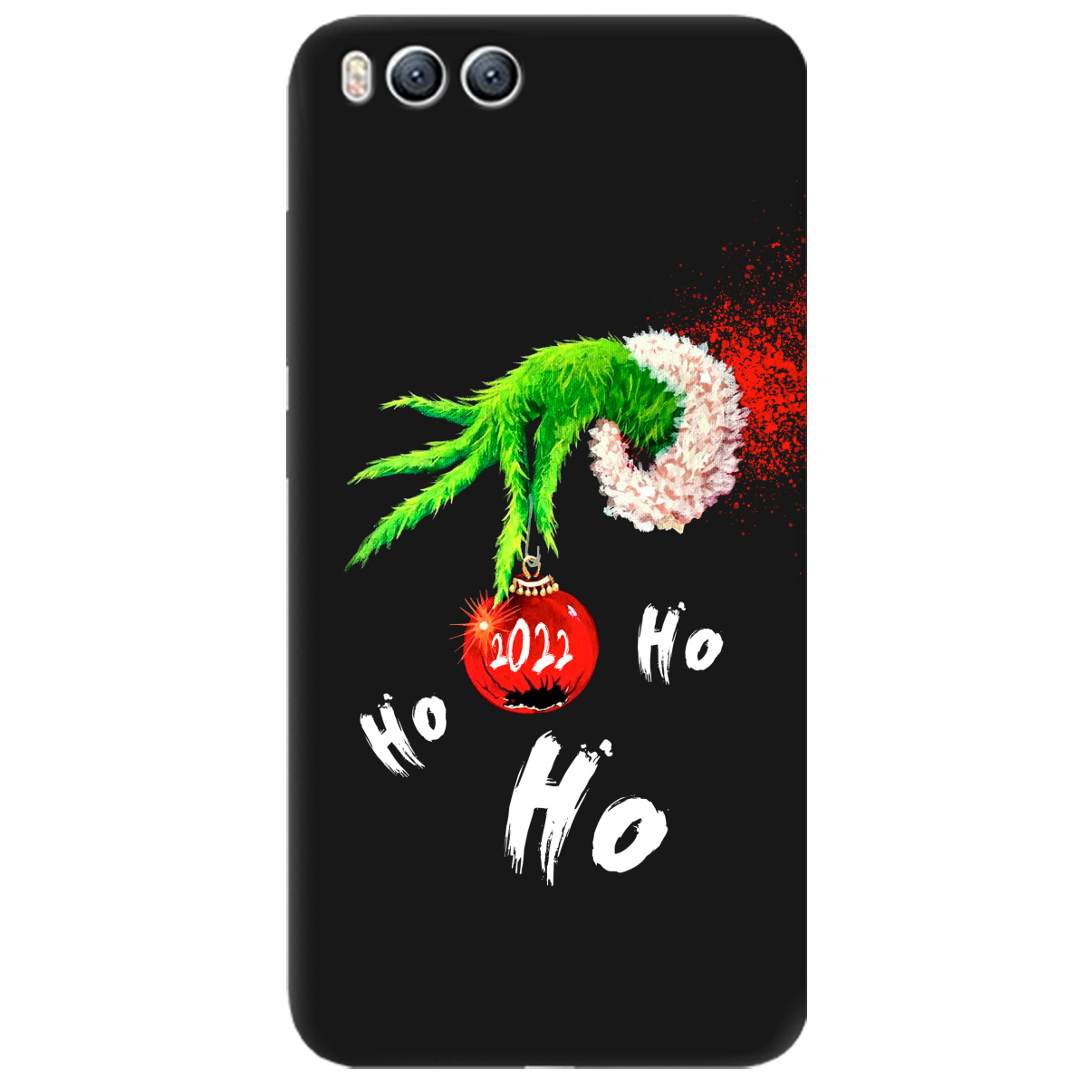 Чехол для Xiaomi Mi 6 черный матовый soft touch Grinch HO HO HO - фото 1