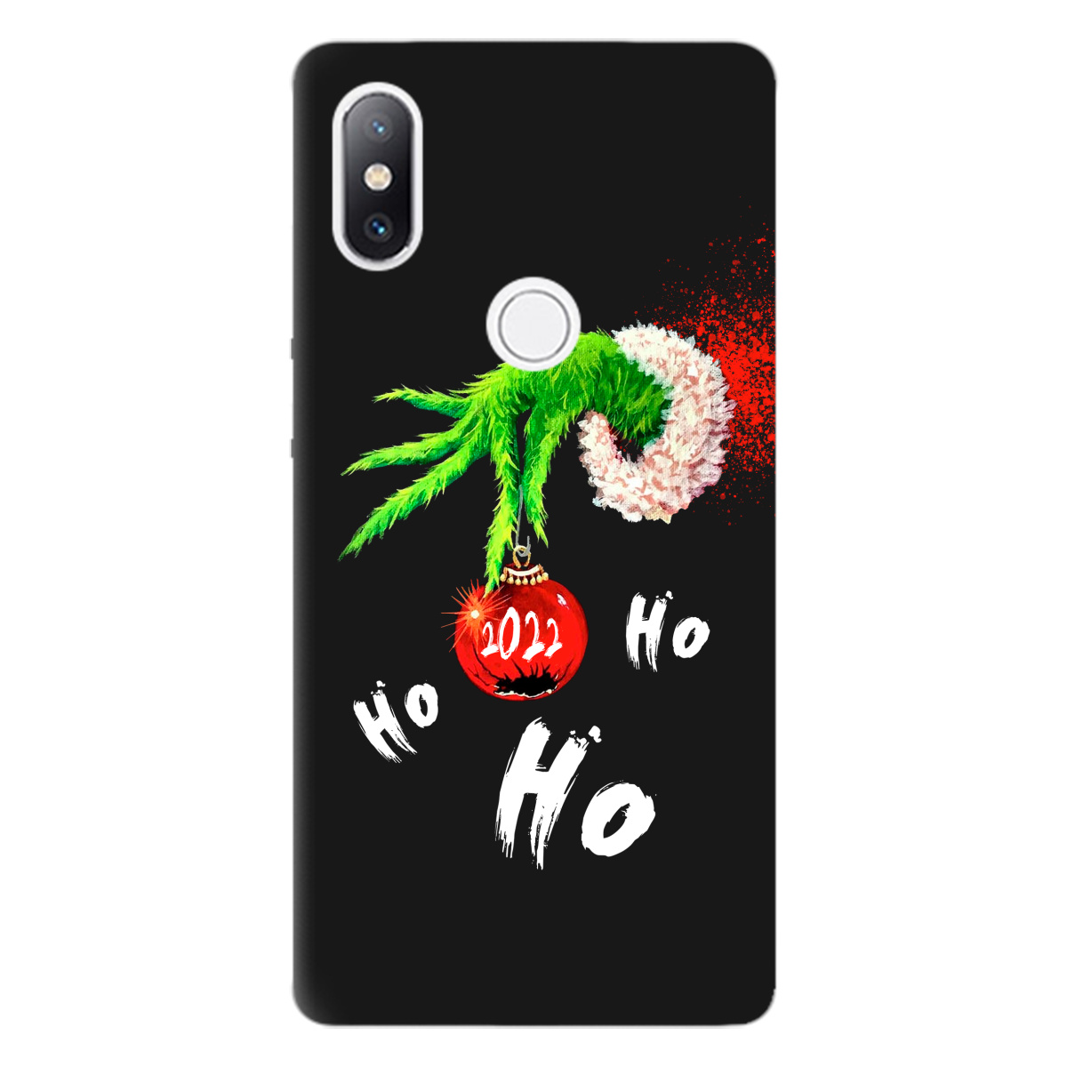 Чохол для Xiaomi Mi Mix 2S чорний матовий soft touch Grinch HO HO HO - фото 1
